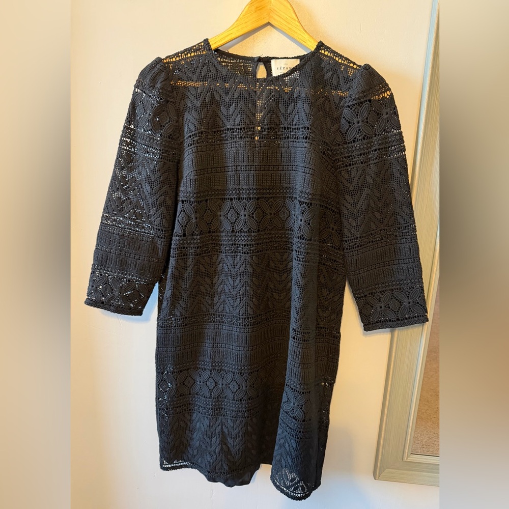 Sezane Leonille Dress Black Lace mini - Picture 5 of 12